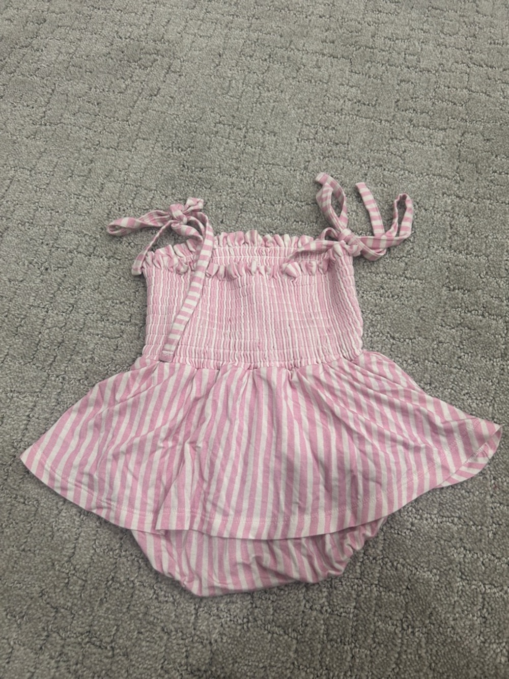 Pink Striped Girls' One-Piece Swimsuit with Ruffle Skirt